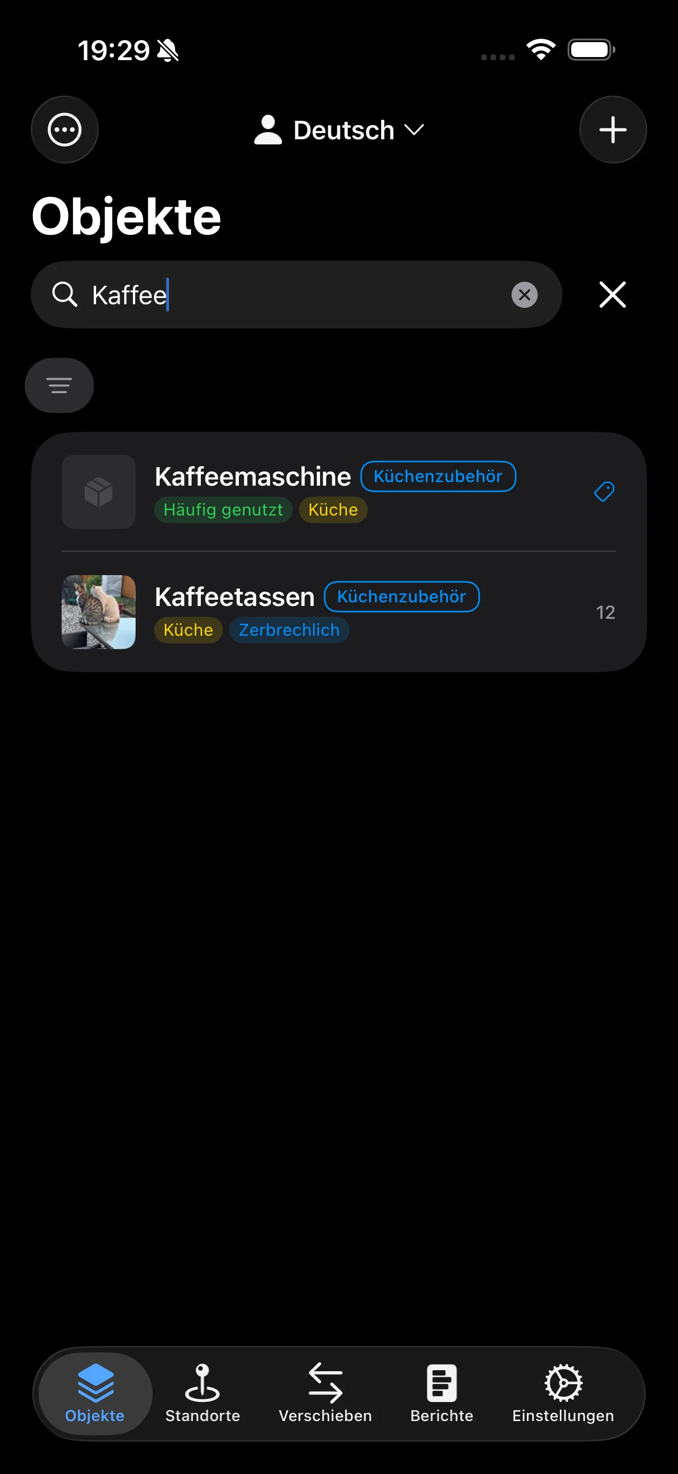 Filterleiste mit Tag-, Kategorie- und Sortieroptionen