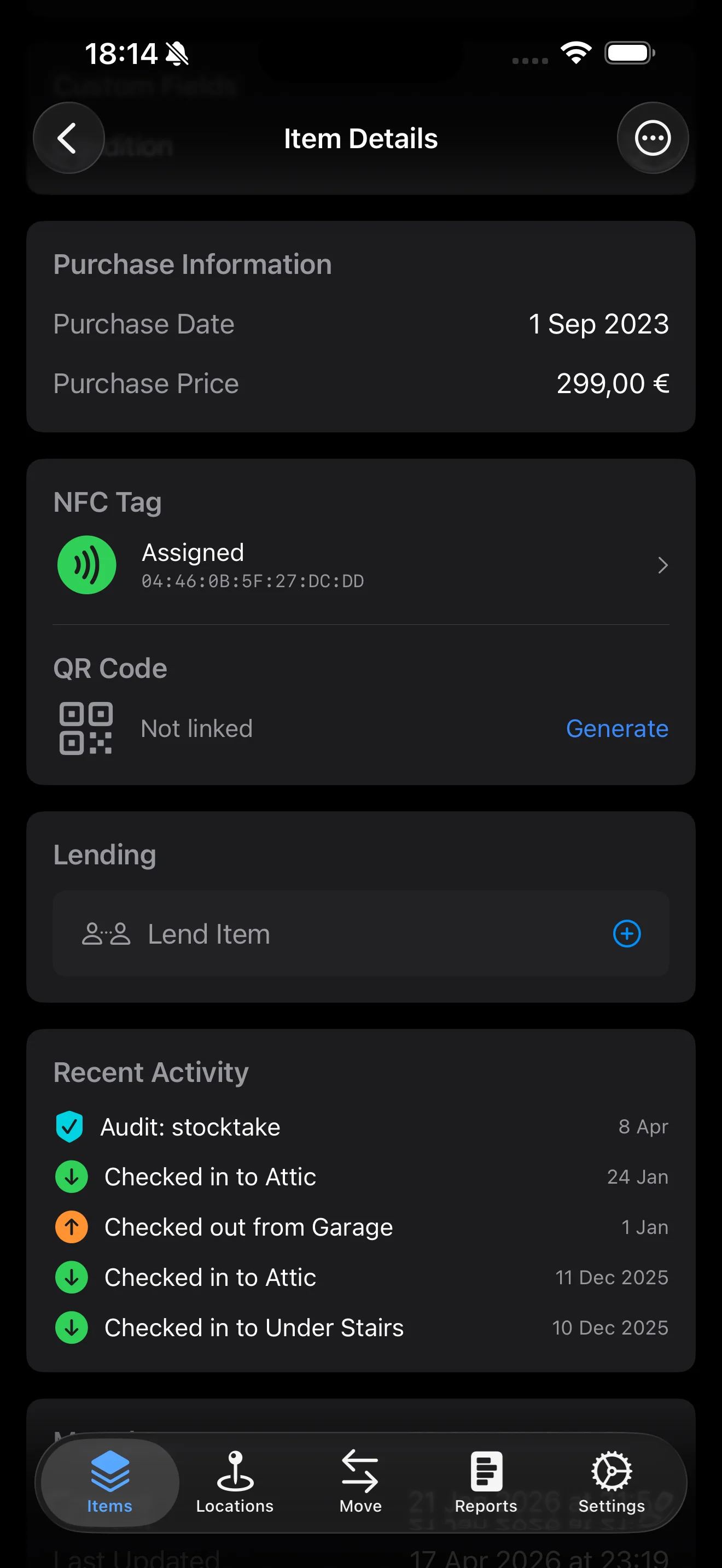 QR code generation with print and share options